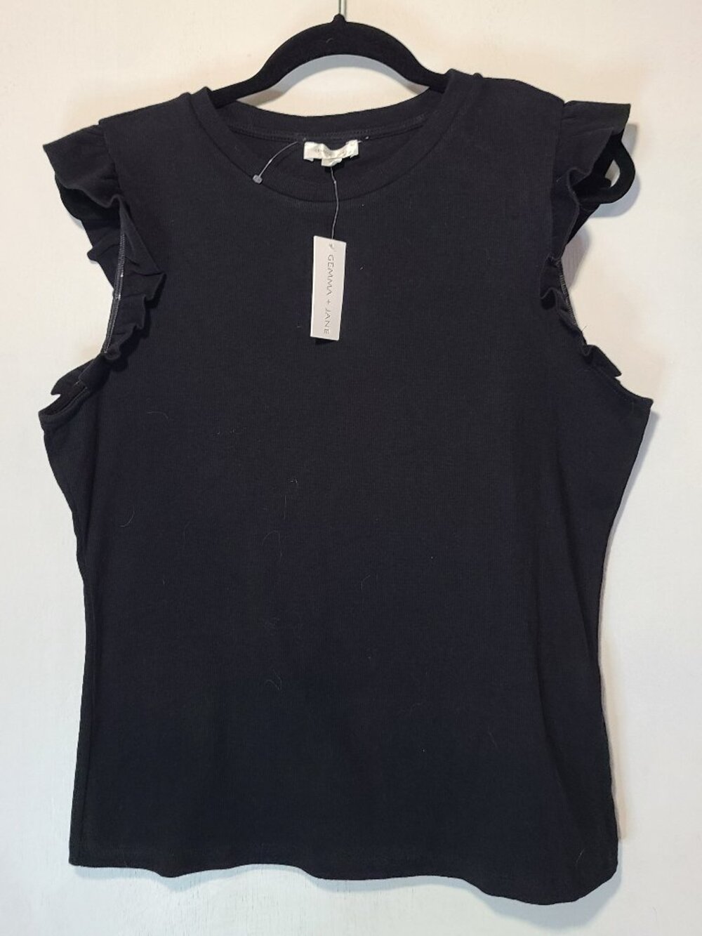 Gemma and Jane NWT Black Riffle Sleeveless Top Sweater XL